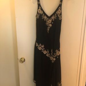 Black Dress with Beige/Tan Flowers